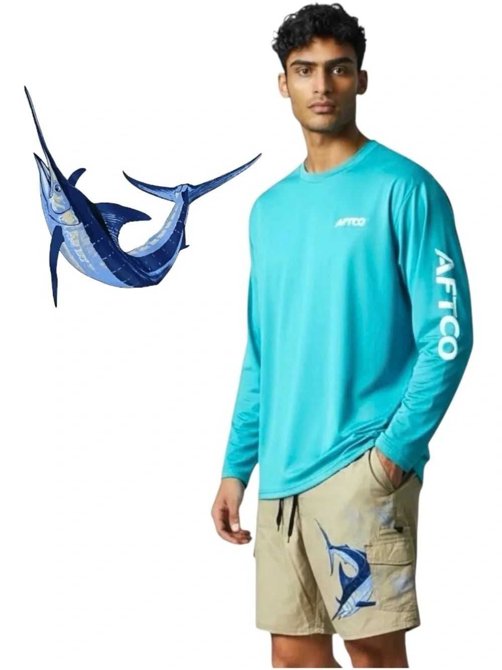 Guy Harvey By AFTCO Graphic Martín Dive Fisherman’s Men’s Bord Shorts Cargo 38x9